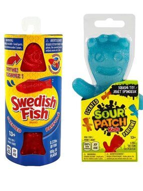 Swedish Fish Squishi Scented Squeeze + Sour Patch Kids Squishi Blue